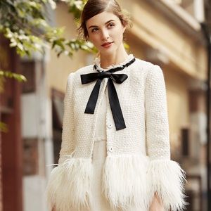 Faux fur trim blazer